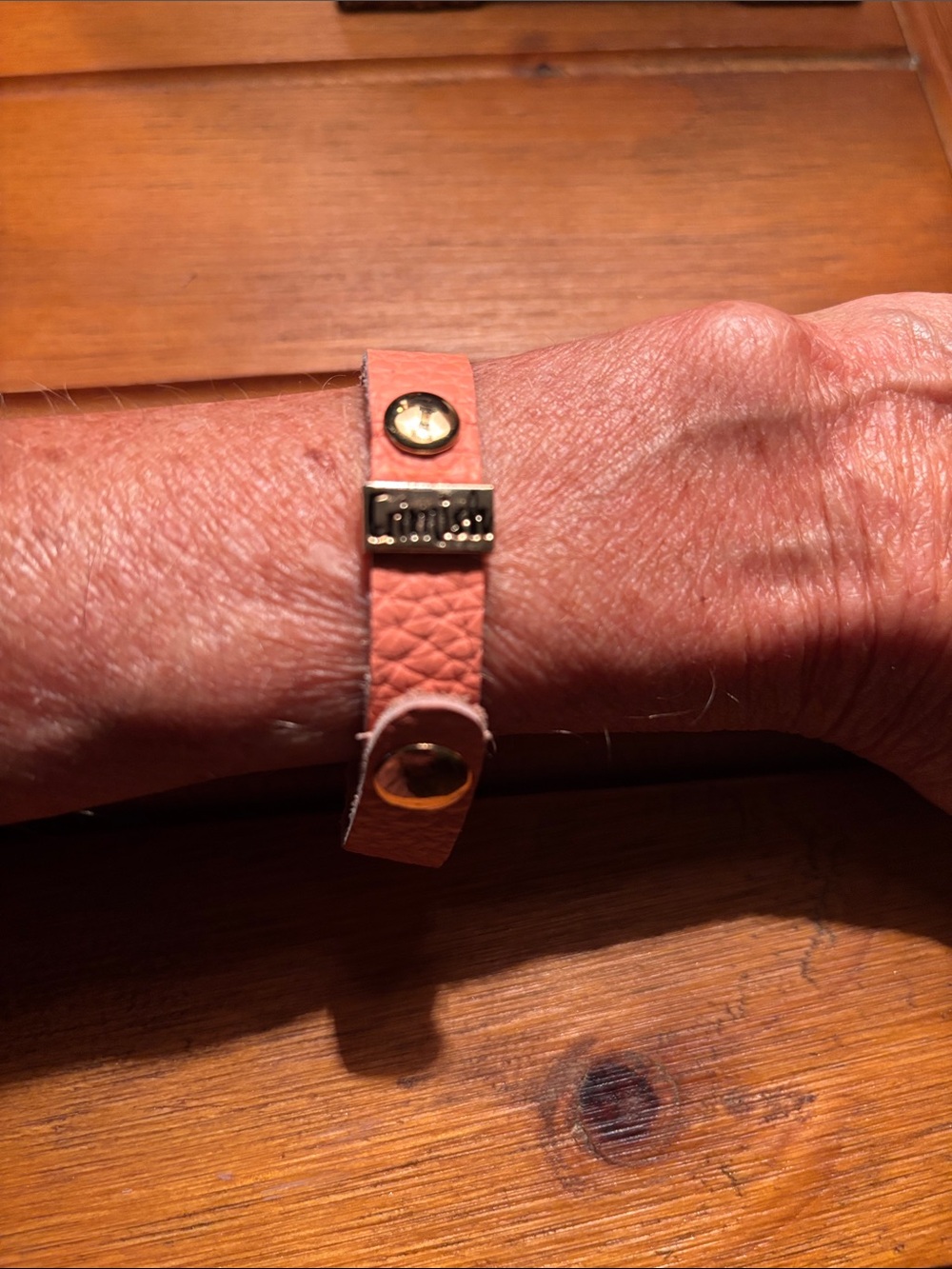 Erimish coral color Leather Snap Bracelet